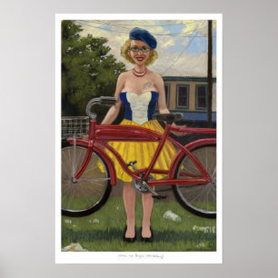 Poster Femme et bicyclette (après De Kooning)