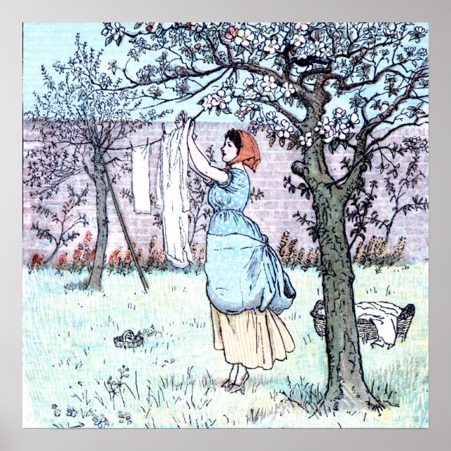 Poster Femme faisant du linge (Devant)