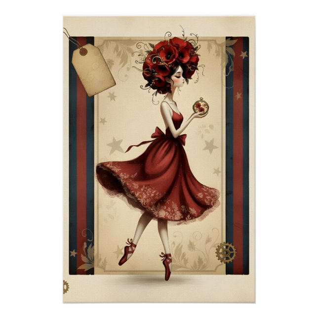 Poster Femme Fantaisiste, Vintage (Devant)