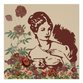 Poster Femme Florale Vintage