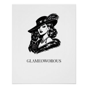 Poster Femme Glamour avec Illustration de Mode Féline