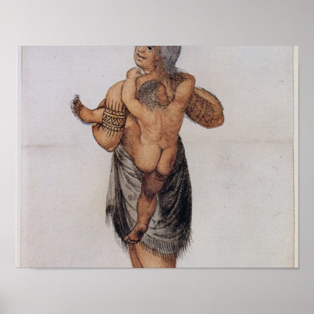 Poster Femme indienne et bébé de Pomeiooc (Devant)
