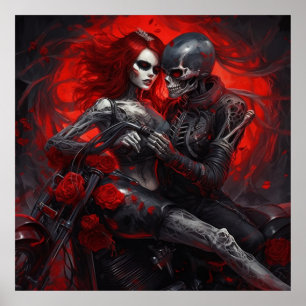 Poster Femme Intrépide à Moto