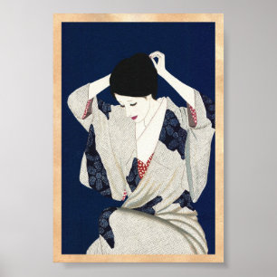 Poster Femme japonaise classique de dame de cheveux de