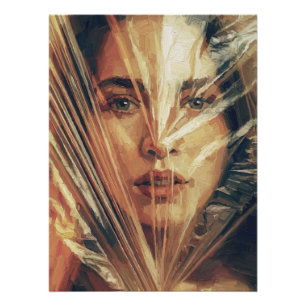 Poster Femme mystérieuse derrière l'art de la peinture à 