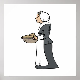 Poster Femme pèlerine avec nourriture