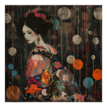 Femme pensive en Kimono