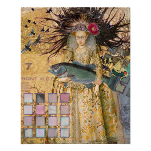 Poster Femme Poisson Vintage Gothique Classique