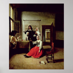 Poster Femme qui boit avec des soldats, 1658