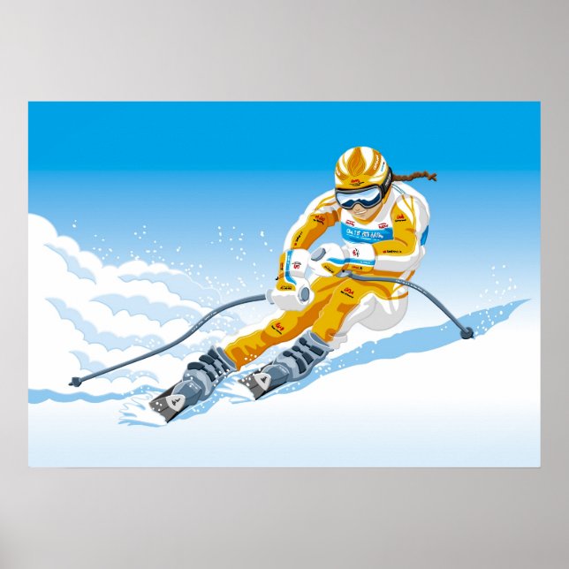 Poster Femme Skier d'hiver de descente Sport (Devant)