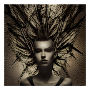 Poster Femme sous l'eau Dystopian Abstrait AI Art