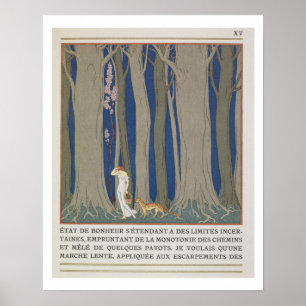 Poster Femme suivie d'un léopard, illustration de 'Le