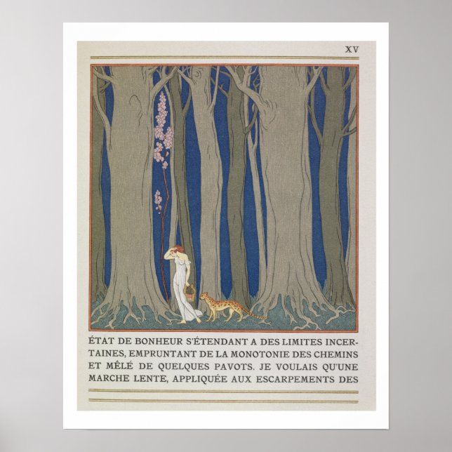 Poster Femme suivie d'un léopard, illustration de 'Le (Devant)