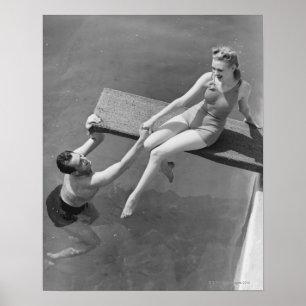 Poster Femme sur le conseil de plongée