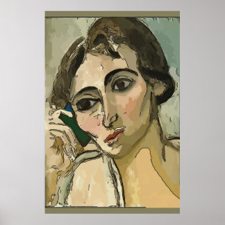 Poster Femme sur téléphone portable