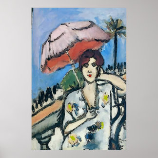 Poster Femme sur téléphone portable Abstrait, style Matis