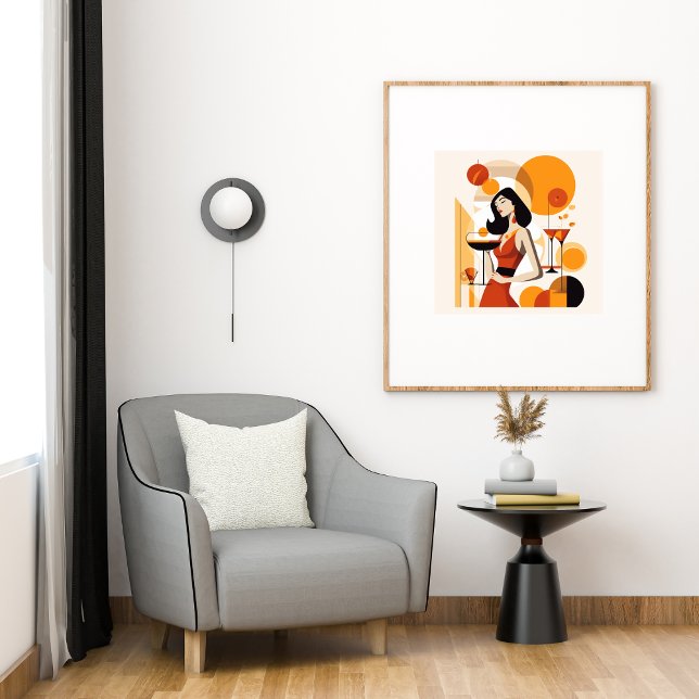 Poster Femme vintage avec cocktail (Créateur téléchargé)