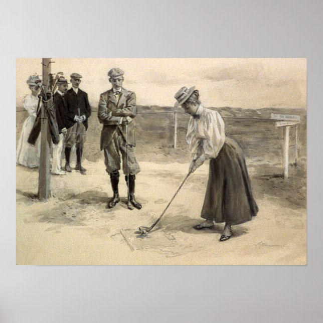 Poster Femme Vintage Golf Mode, années 1890 (Devant)