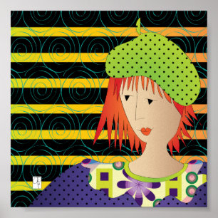 Poster Femmes Casquettes Beret