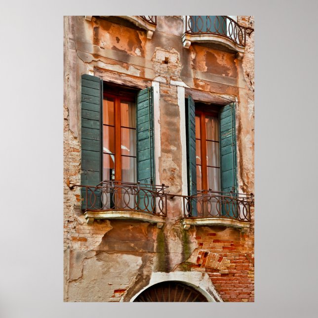 Poster Fenêtre dans un bâtiment de Venise (Devant)