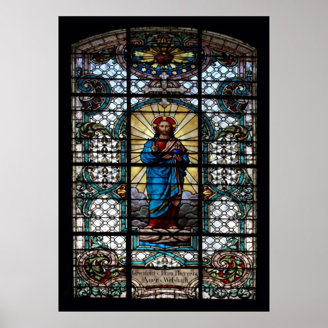 Poster Fenêtre en verre tendu de l'église paroissiale (Devant)