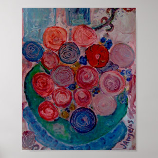 Poster Fenêtre vintage d'impression d'origine Fleurs de t