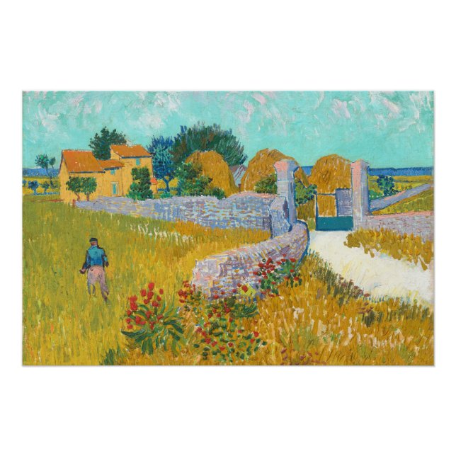 Poster Ferme en Provence - Vincent van Gogh (Devant)