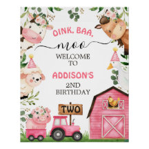Ferme Pink Grange Tracteur Anniversaire Bienvenue