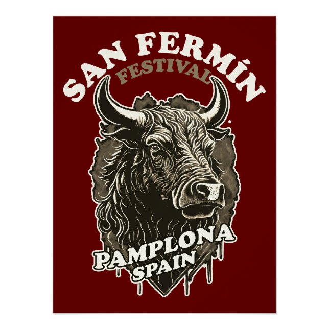 Poster Festival San Fermin - La Course Des Bulls (Devant)