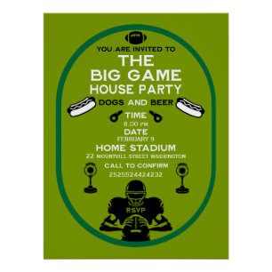 Poster Fête à la maison de football et de hotdog