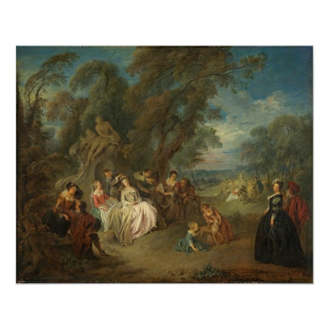 Poster Fête Champêtre, c. 1730 (huile sur toile) (Devant)