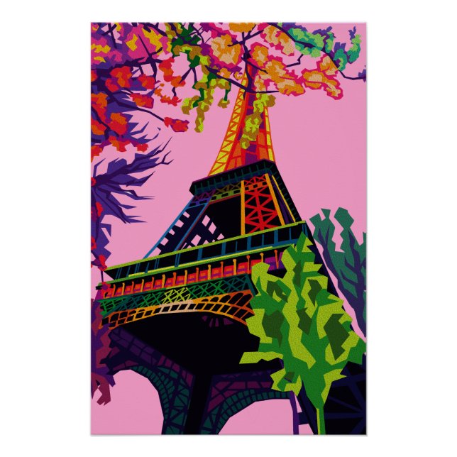 Poster Fête colorée de la Tour Eiffel (Devant)