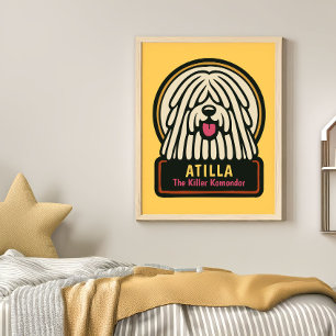 Poster Fête d'anniversaire de Chien Shaggy Blanc