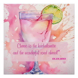 Poster Fête de Bachelorat à l'aquarelle personnalisée