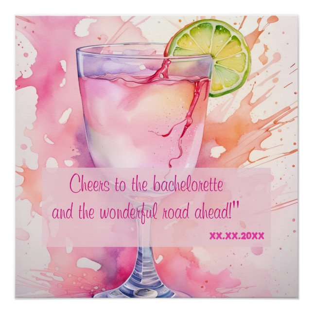 Poster Fête de Bachelorat à l'aquarelle personnalisée (Devant)