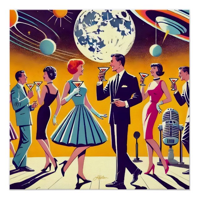 Poster Fête de Cocktail d'Ère Spatiale Milieu de Siècle 6 (Devant)
