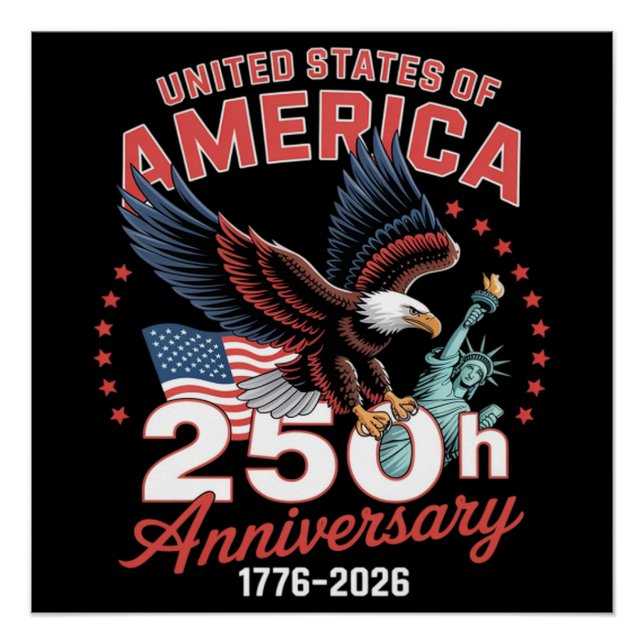 Poster Fête de l'indépendance 250e anniversaire USA Patri (Devant)