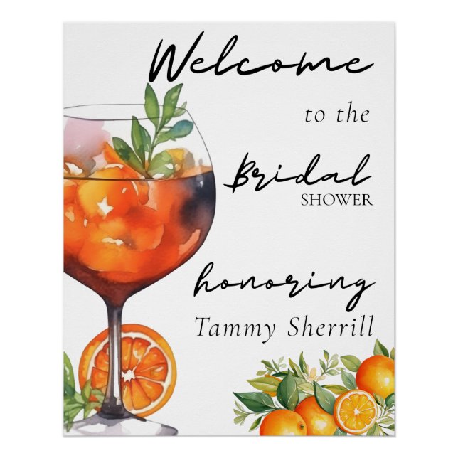 Poster Fête de mariage moderne orange Aperol Spritz d'été (Devant)