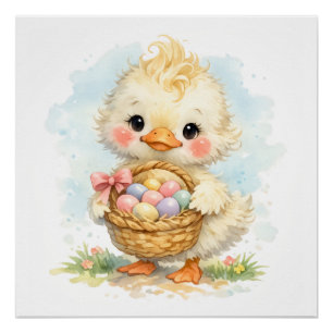 Poster Fête de Pâques Caneton Mignon