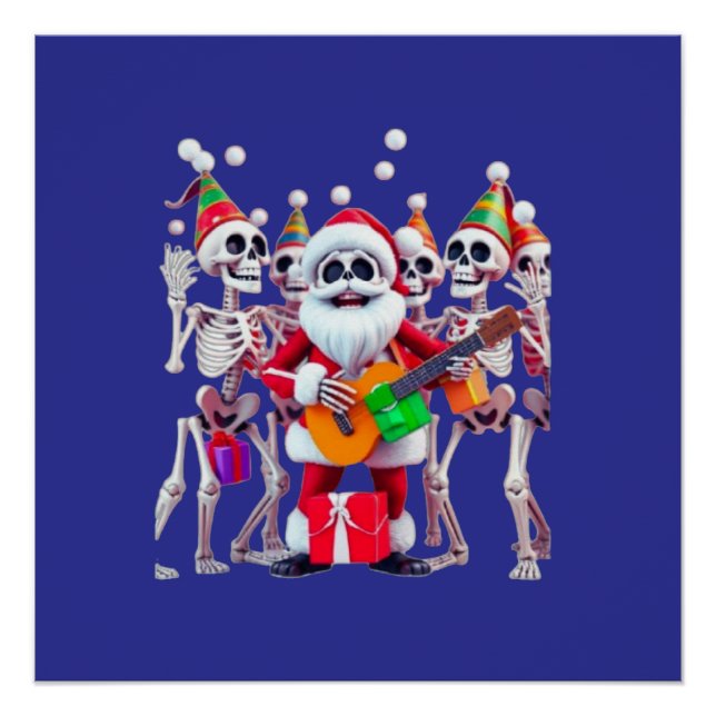 Poster **Fête de Skeleton Santa – Squelette de Noël 3D dr (Devant)