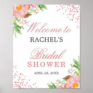 Poster Fête des mariées de Confetti rose Rose classique