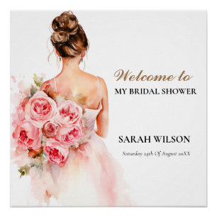 Poster Fête des mariées de Mariage de couleur d'aquarelle