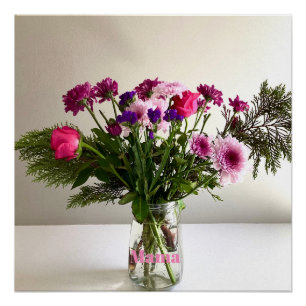 Poster Fête des mères colorées Mama Bouquet+ Option perso