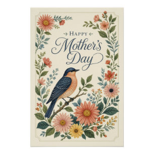 Poster Fête des Mères Jardin de Fleurs Sauvages au Merleb