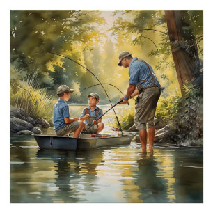 Poster Fête des pères partie pêche