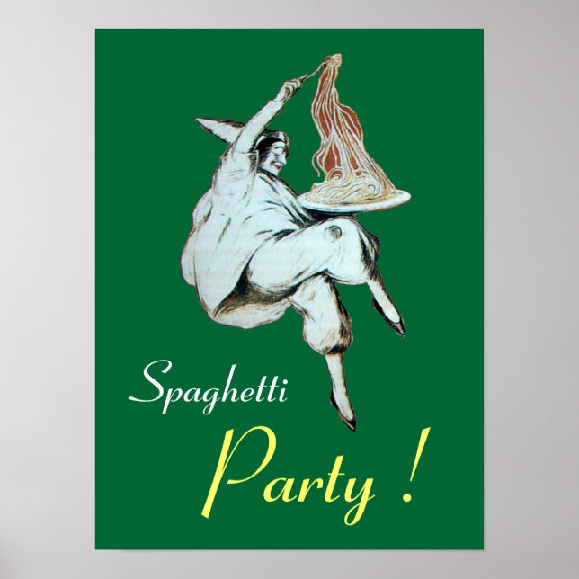 Poster FÊTE DES SPAGHETTIS, CUISINE ITALIENNE, vert (Devant)