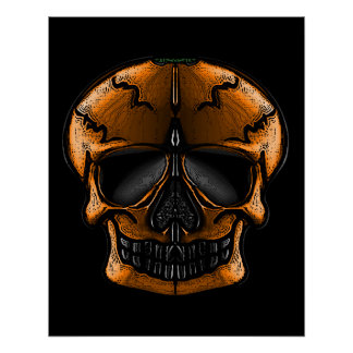 Poster Fête d'Halloween Crâne de Citrouille