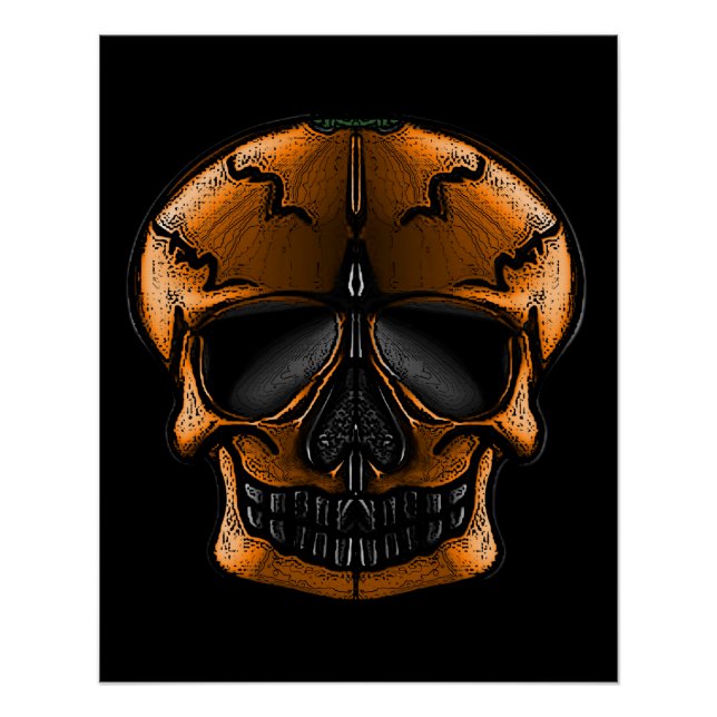 Poster Fête d'Halloween Crâne de Citrouille  (Devant)