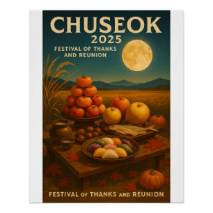 Poster Fête et Pleine lune de la récolte" - Chuseok 2025