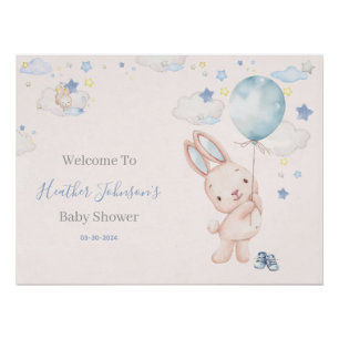 Poster Fête prénatale pour un bébé lapin garçon